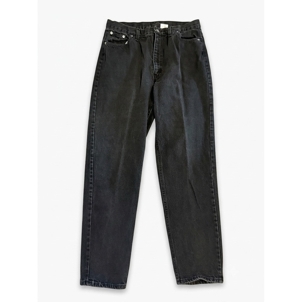 Vintage Faded Glory Black High Waisted Relaxed Tapered Leg Denim Jeans Women 14